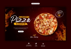 广告海报-热辣披萨美食横幅模板